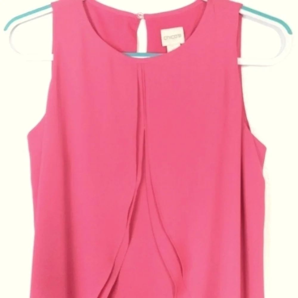 Chico's  Ellie Pink Sleeveless Layered Cascading Ruffle Midi Dress Size 4 - Picture 4 of 13